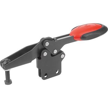 KIPP Horizontal Toggle Clamps w. Safety Lock, straight foot, adj. spindle K0661.006103